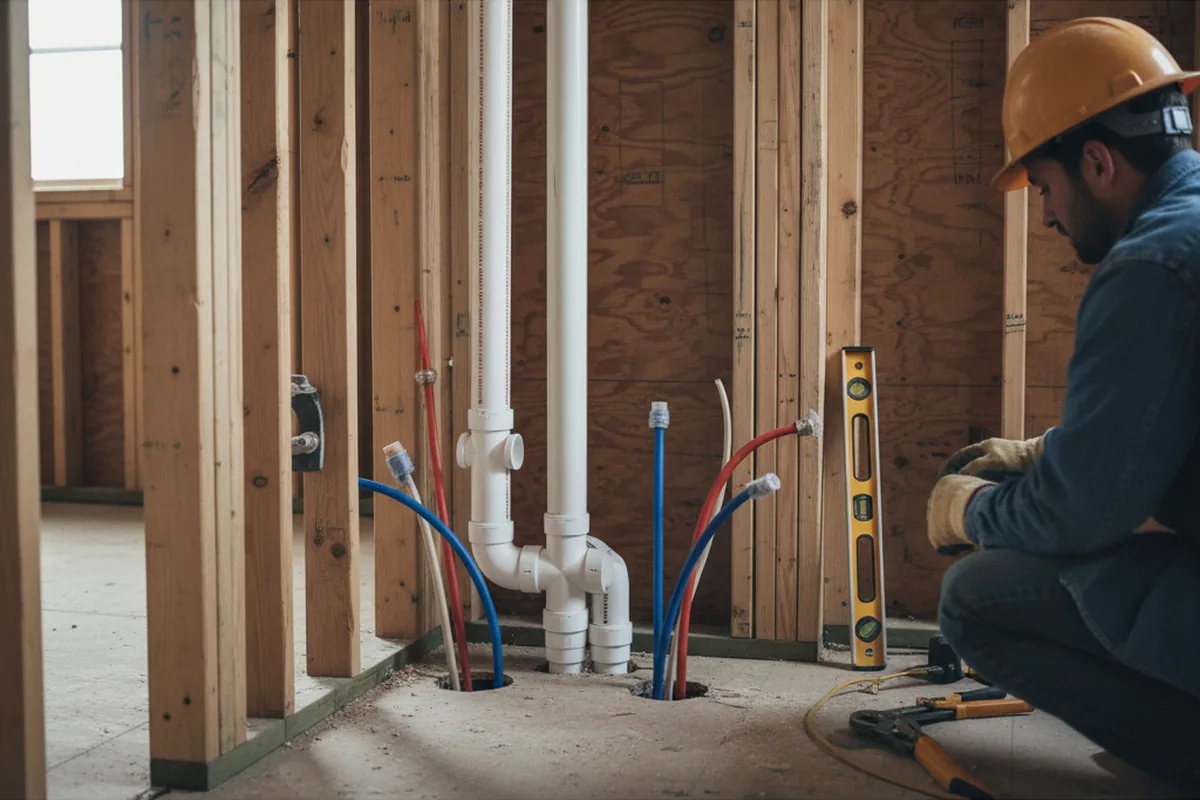 Drain and supply rough-in during Leak Detection in Benton Harbor