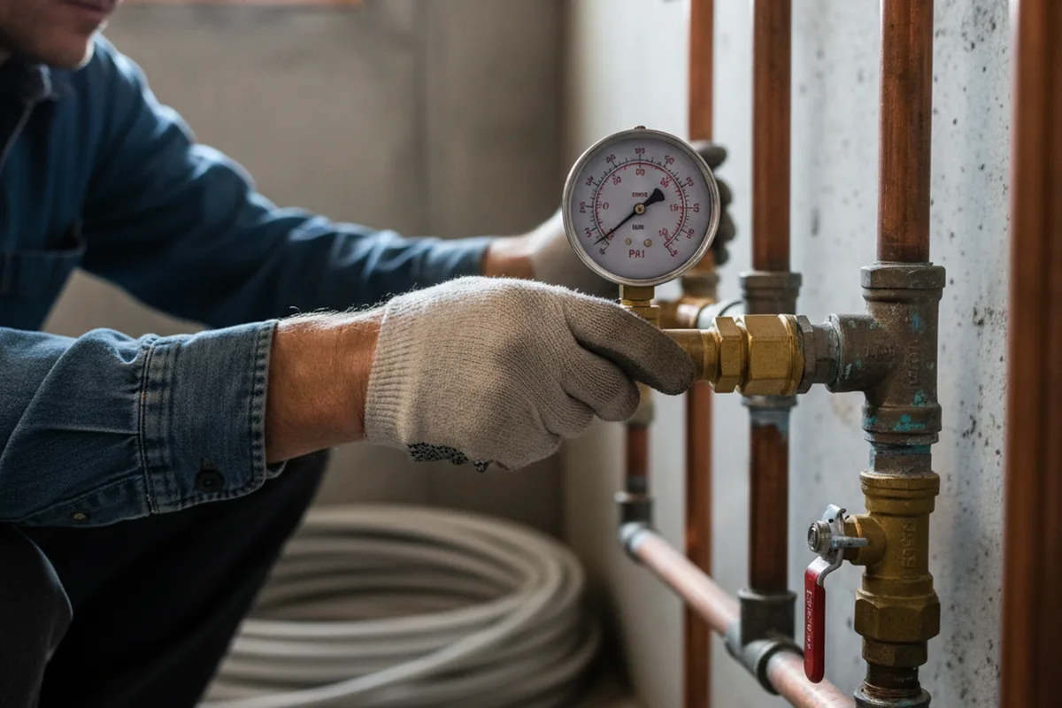 Pressure testing a repaired line during Water Line Repair in Benton Harbor