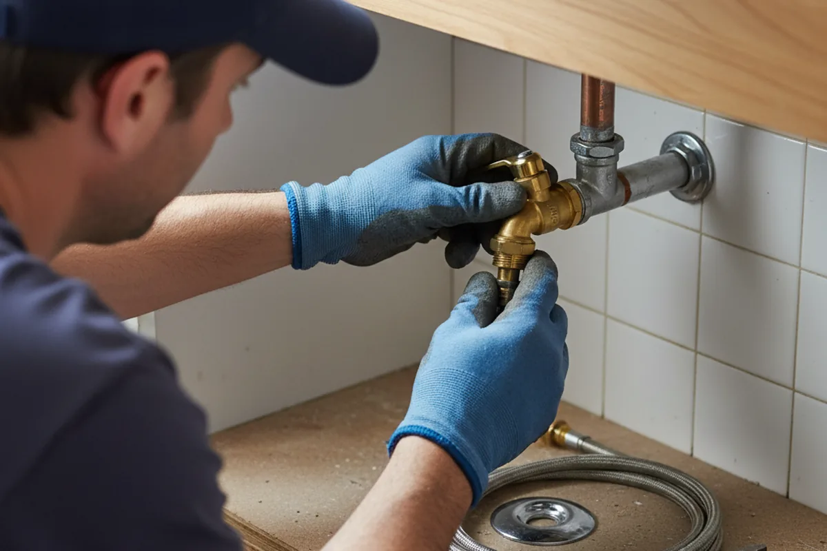 Shutoff valve and fitting work during Burst Pipe Repair in Benton Harbor